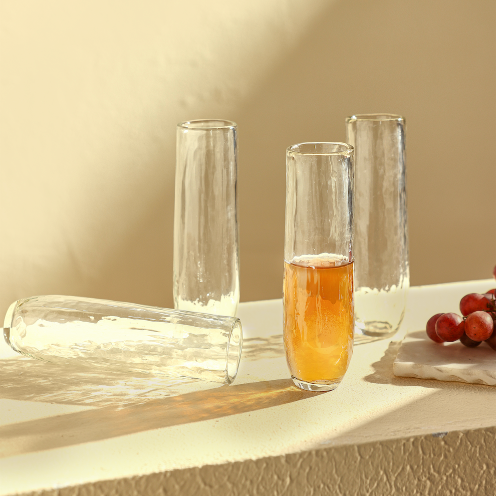 Pebbled Stemless Flutes - Set of 4